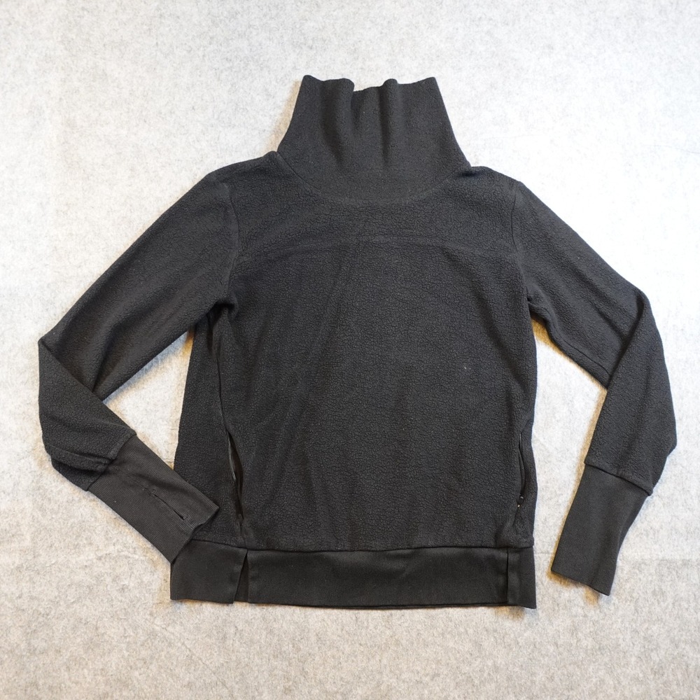 Alo‎ Yoga Sweatshirt Womens Small Black Haze Fleece Funnel Neck Pullover
